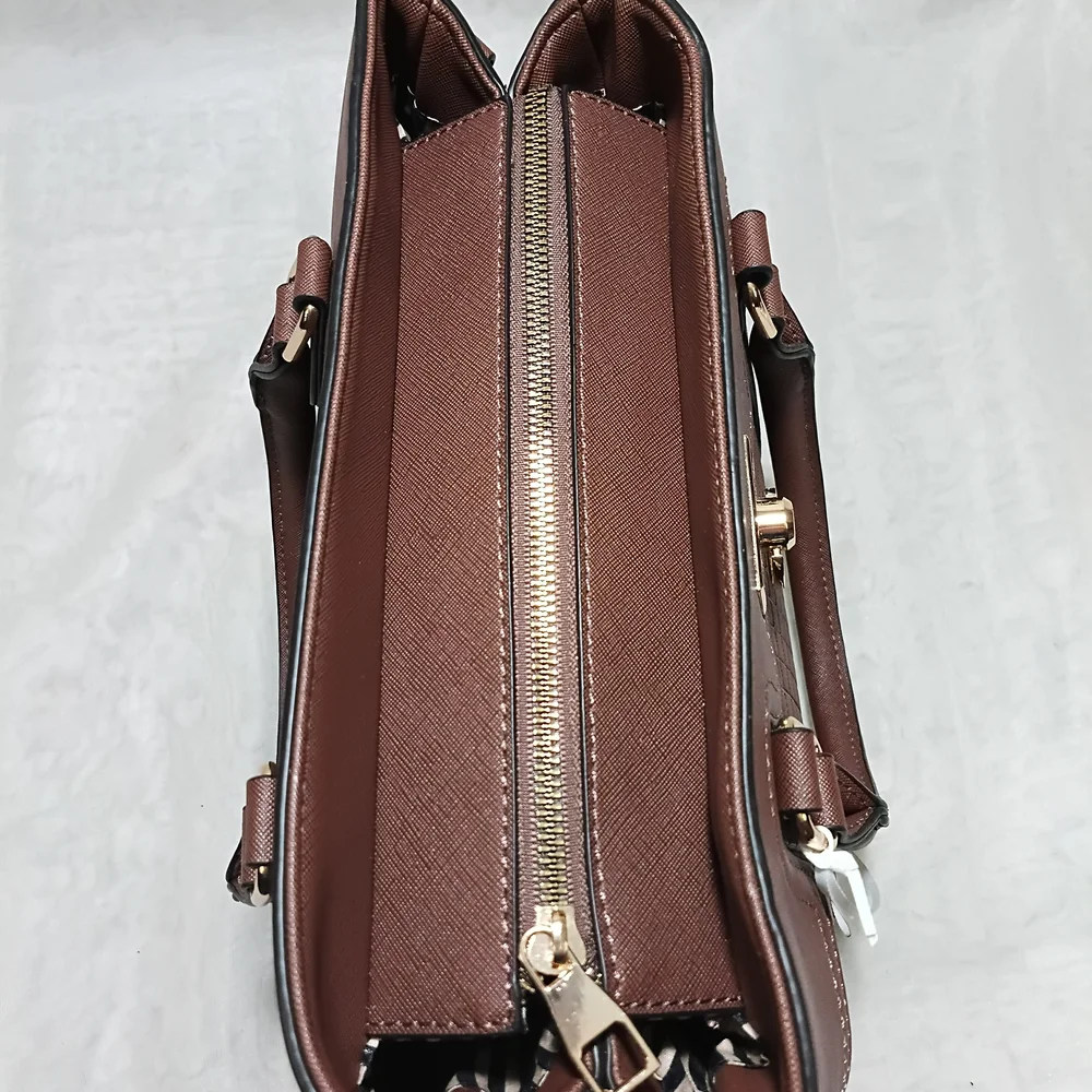 Allyssa Brown Handbag with Paired Pink Patterm Wallet, NWT
